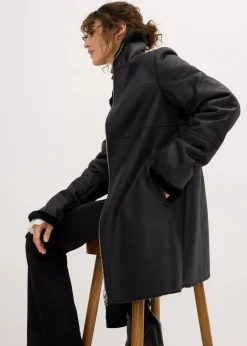 bonprix Bekleidung·Hosen|Jacken & Mäntel^Lammfellimitat-Jacke schwarz