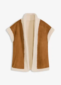 bonprix Bekleidung·Hosen|Jacken & Mäntel^Lammfellimitat-Weste cognac braun/naturbeige