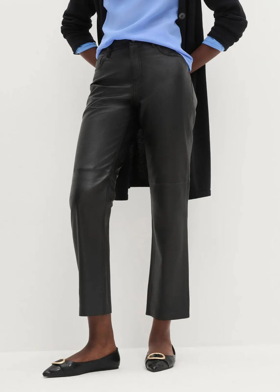 bonprix Premium|Nachhaltigere Materialien^Lammnappa-Lederhose schwarz