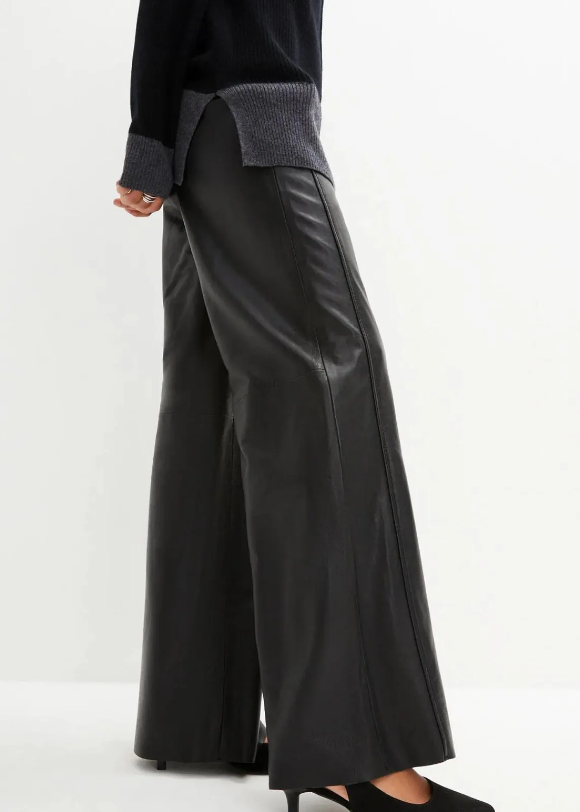 bonprix Premium|Hosen^Lammnappa-Marlenehose schwarz