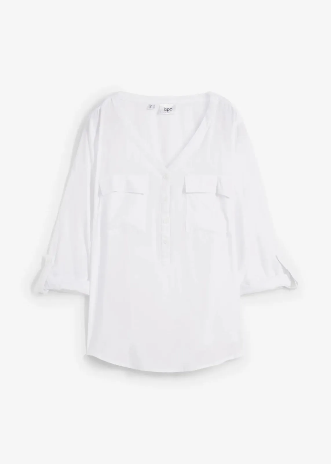 bonprix Nachhaltigere Materialien|Blusen & Tuniken^Langarm Bluse mit V-Ausschnitt aus fließender Viskose weiß