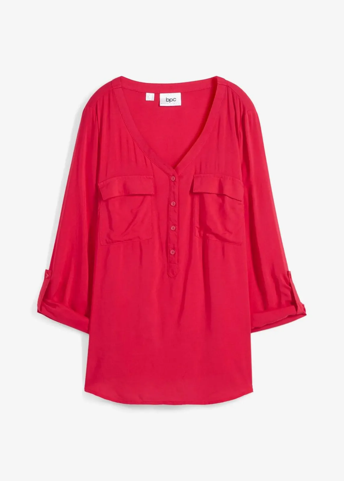 bonprix Nachhaltigere Materialien|Blusen & Tuniken^Langarm Bluse mit V-Ausschnitt aus fließender Viskose granatrot