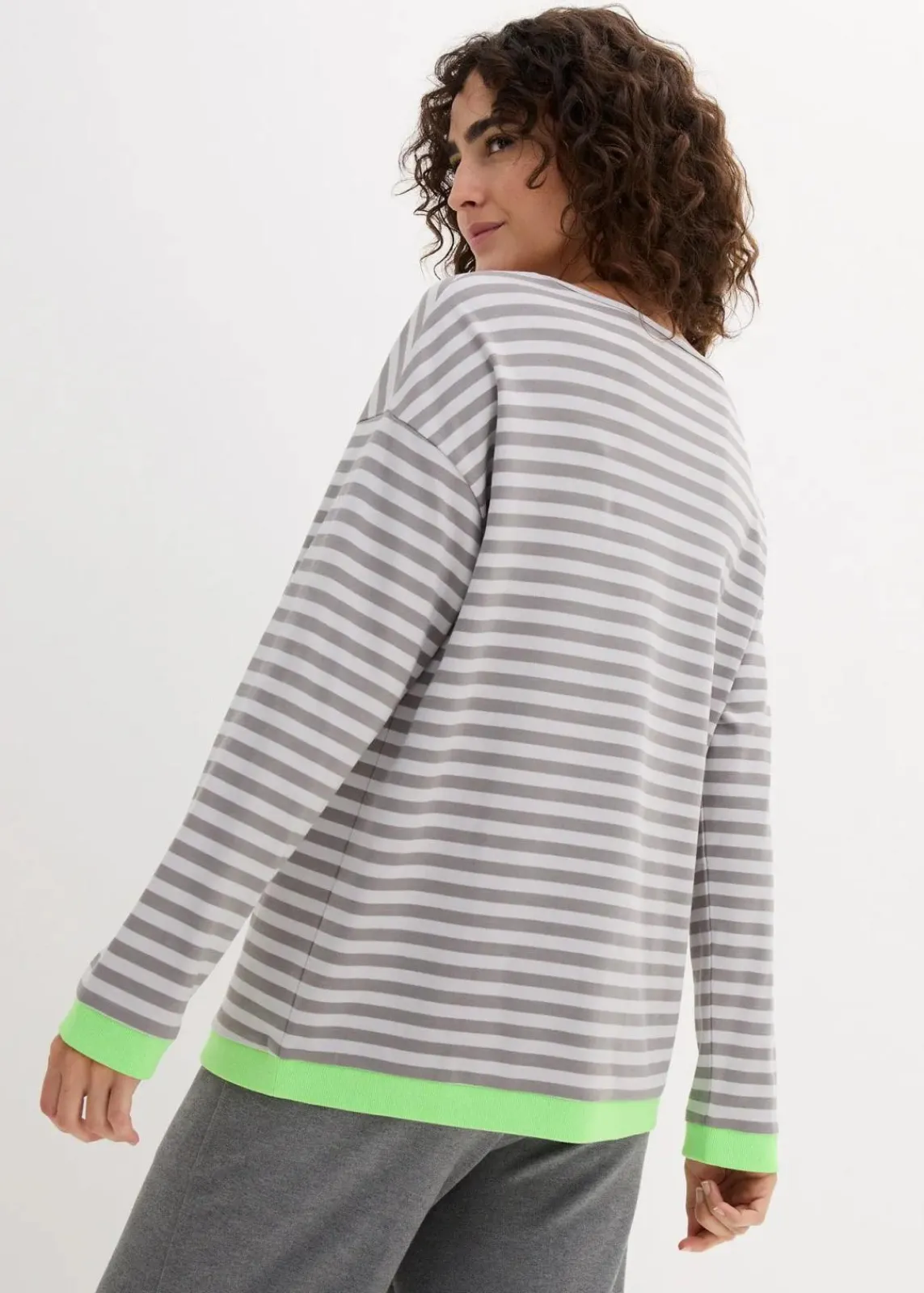bonprix Nachhaltigere Materialien|Shirts & Tops^Langarmshirt mattsilber/grau geringelt