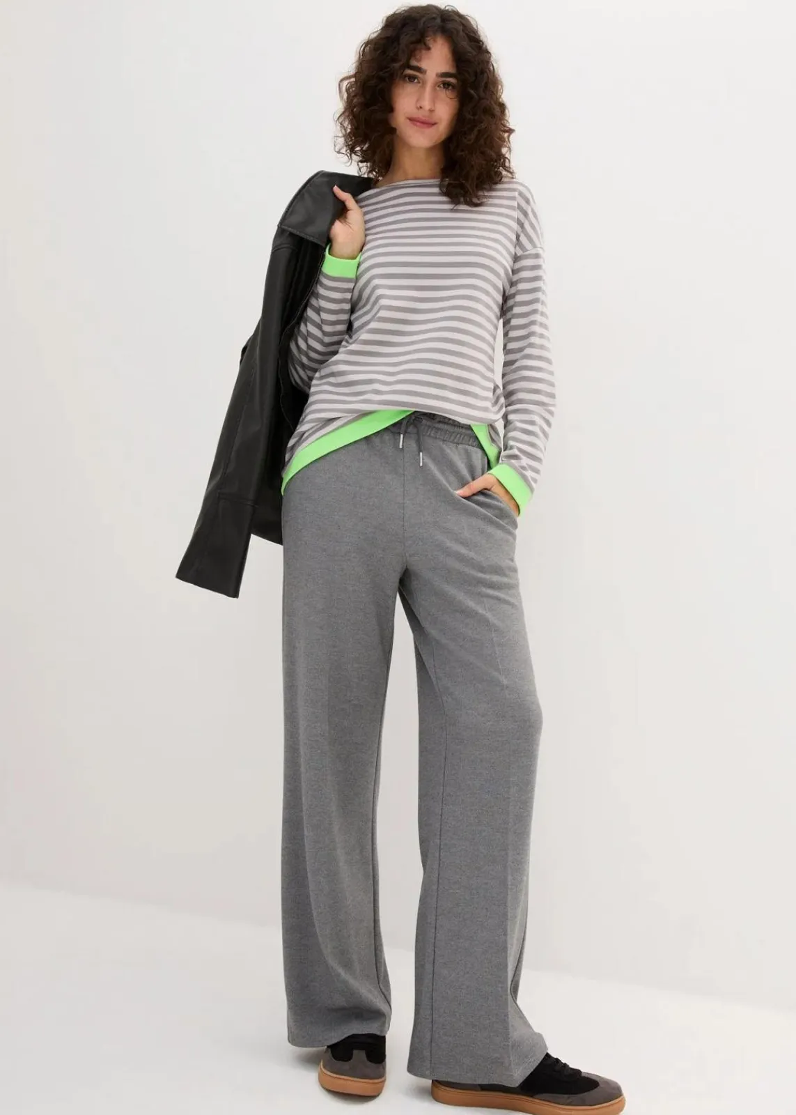 bonprix Nachhaltigere Materialien|Shirts & Tops^Langarmshirt mattsilber/grau geringelt