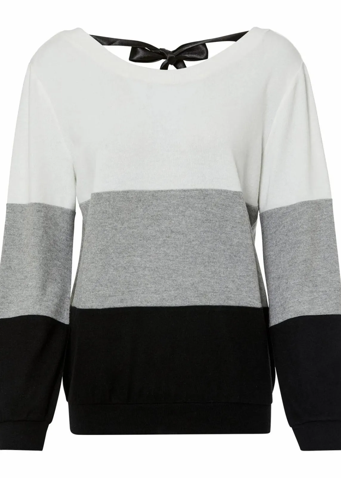 bonprix Shirts & Tops^Langarmshirt wollweiß/hellgrau/schwarz gestreift