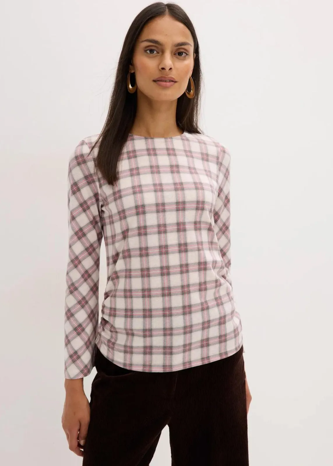 bonprix Shirts & Tops^Langarmshirt grau kariert