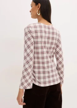 bonprix Shirts & Tops^Langarmshirt grau kariert