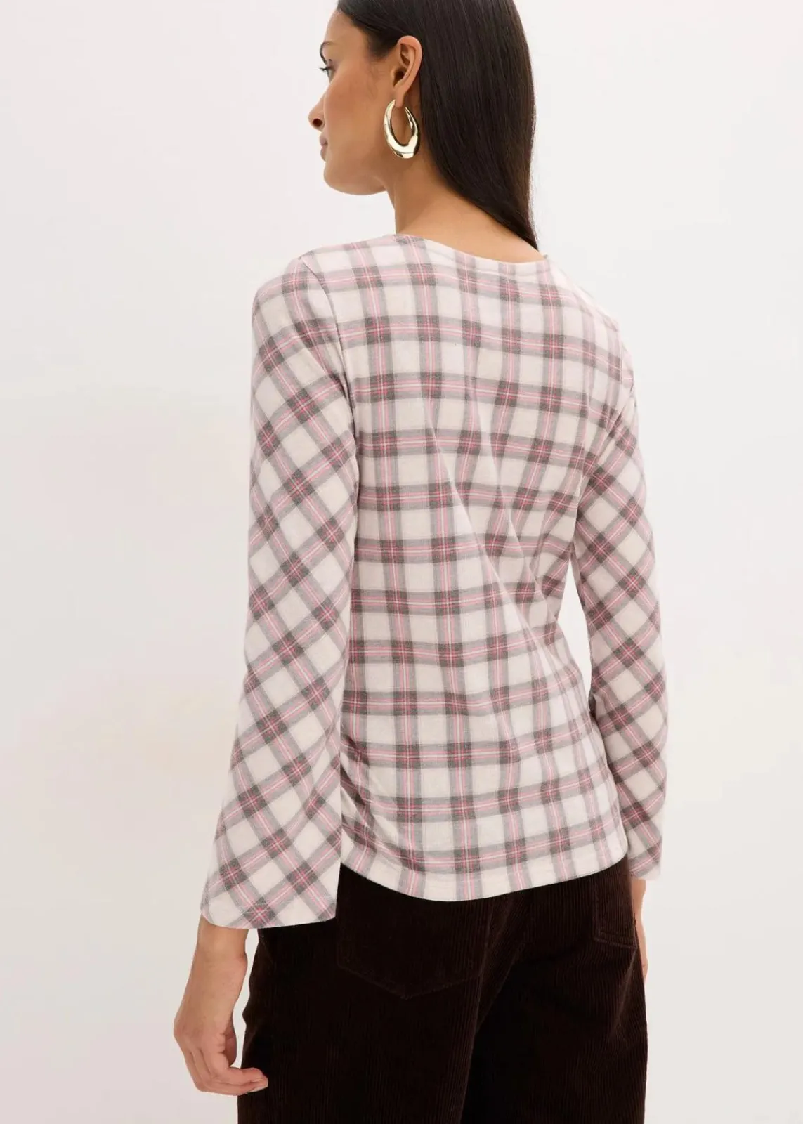 bonprix Shirts & Tops^Langarmshirt grau kariert