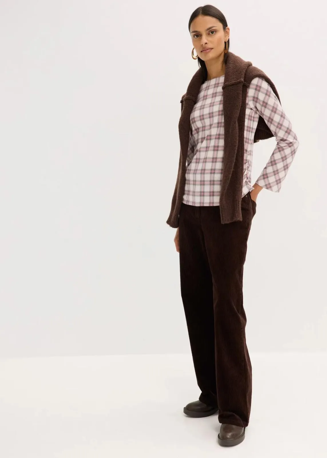 bonprix Shirts & Tops^Langarmshirt grau kariert