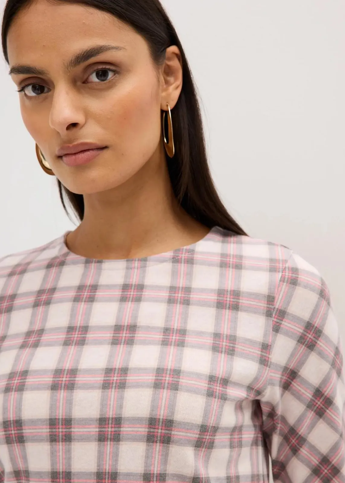 bonprix Shirts & Tops^Langarmshirt grau kariert