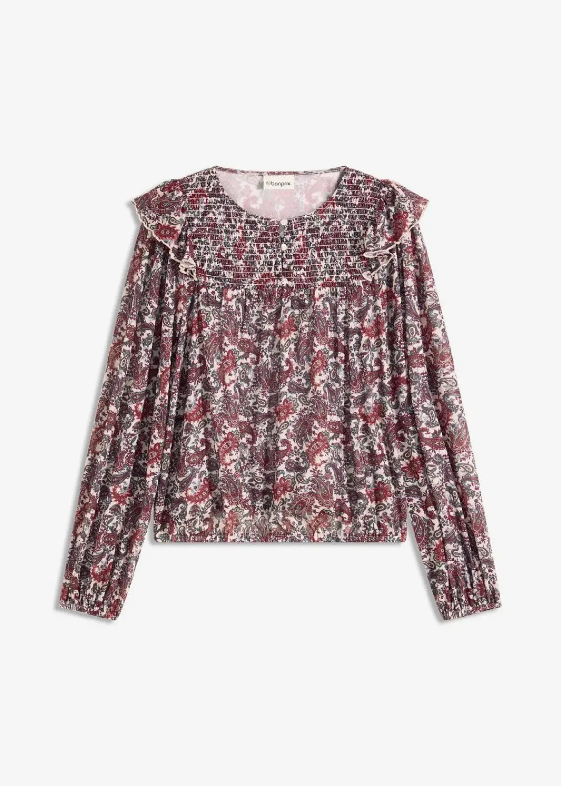 bonprix Shirts & Tops^Langarmshirt kieselbeige paisley