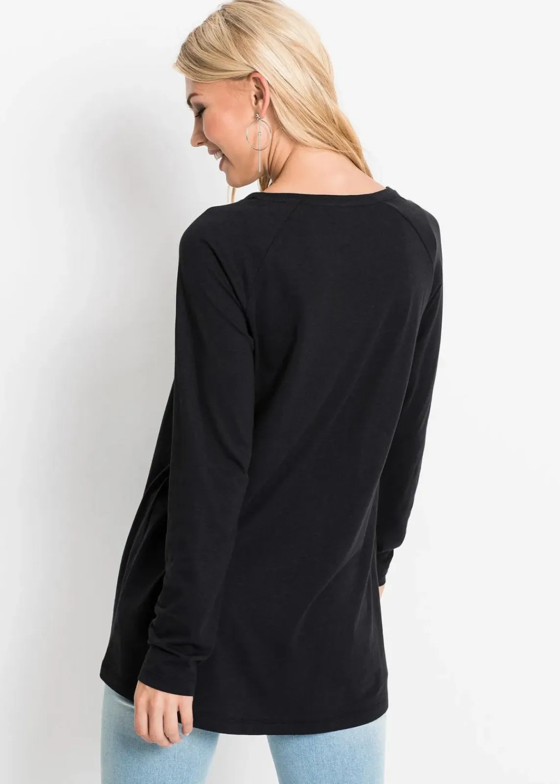 bonprix Shirts & Tops^Langarmshirt schwarz/weiß bedruckt
