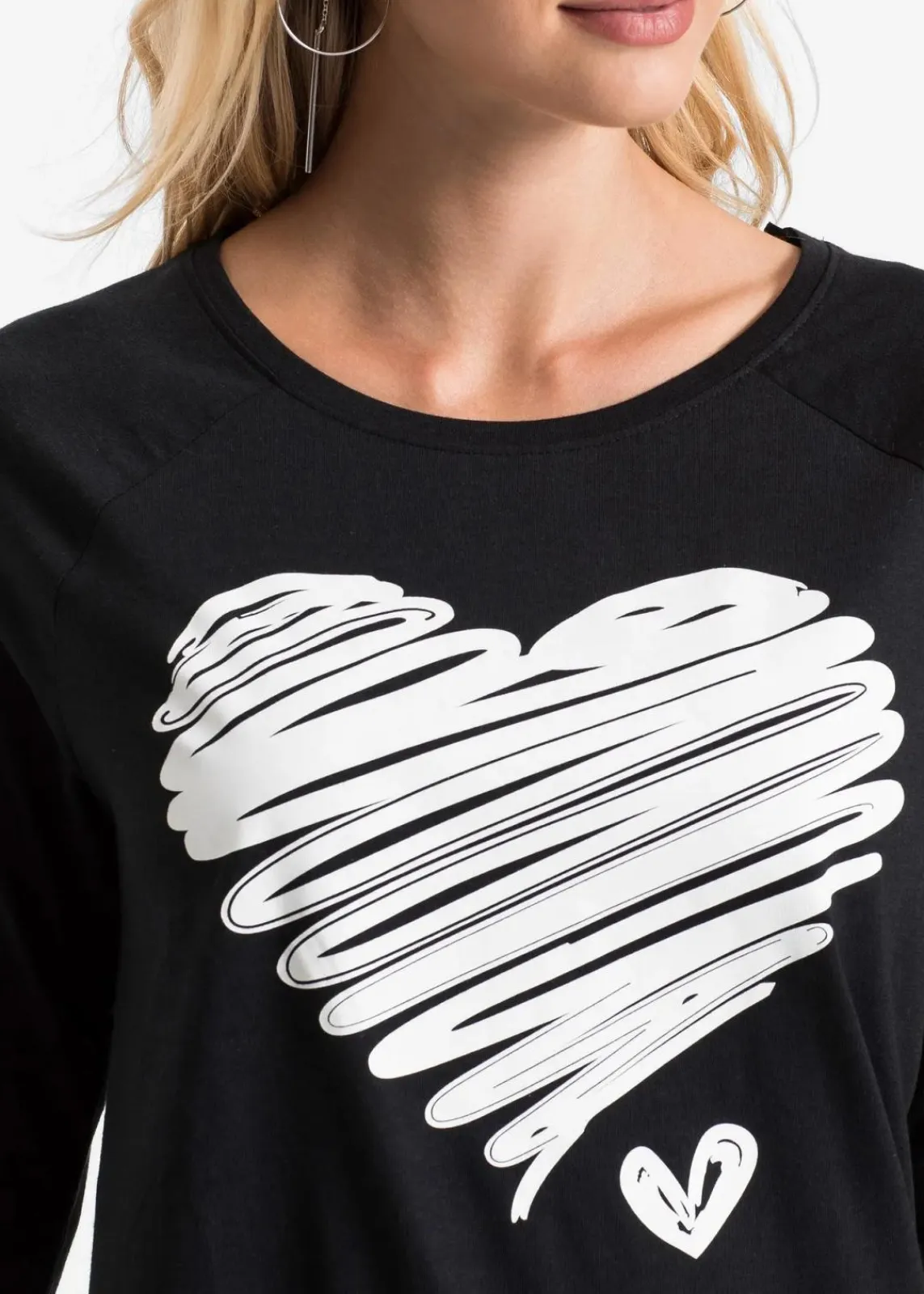 bonprix Shirts & Tops^Langarmshirt schwarz/weiß bedruckt