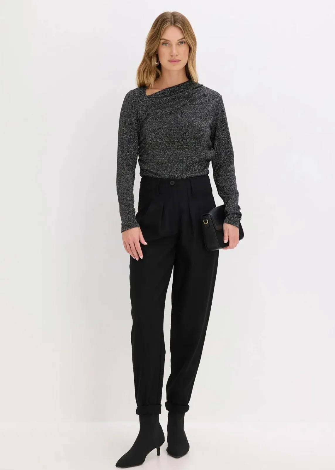 bonprix Shirts & Tops^Langarmshirt schwarz/silber