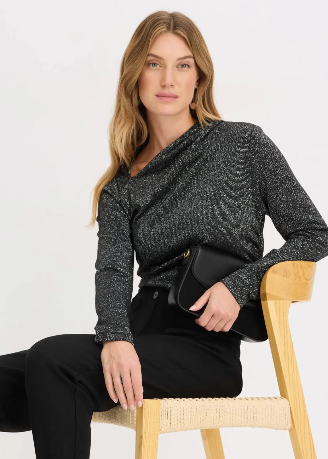 bonprix Shirts & Tops^Langarmshirt schwarz/silber