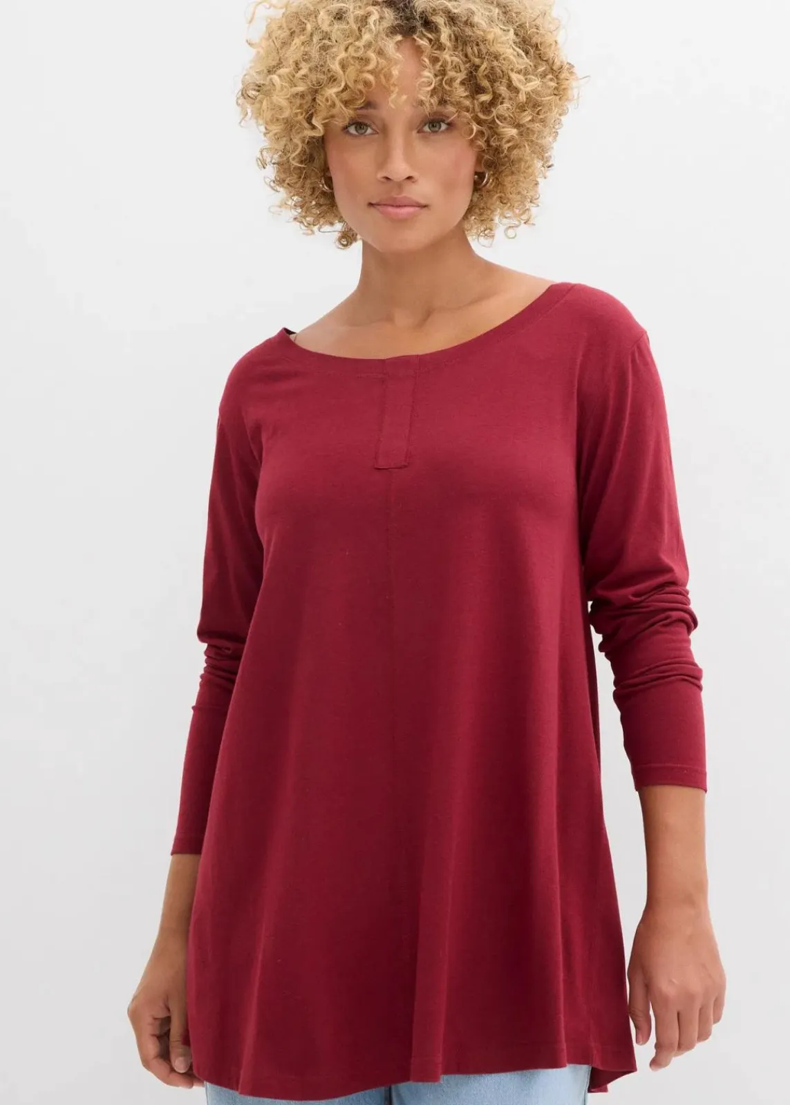 bonprix Shirts & Tops^Langarmshirt aus Baumwoll-Viskose-Mix pflaumenrot