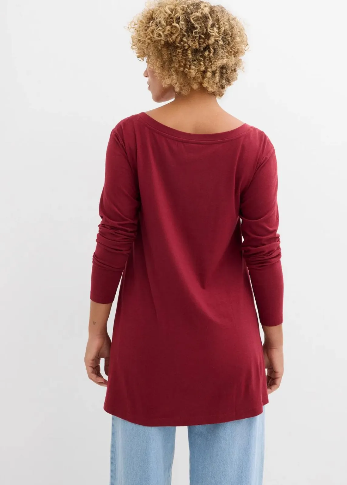 bonprix Shirts & Tops^Langarmshirt aus Baumwoll-Viskose-Mix pflaumenrot