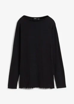 bonprix Shirts & Tops|Nachhaltigere Materialien^Langarmshirt aus Baumwollmix schwarz