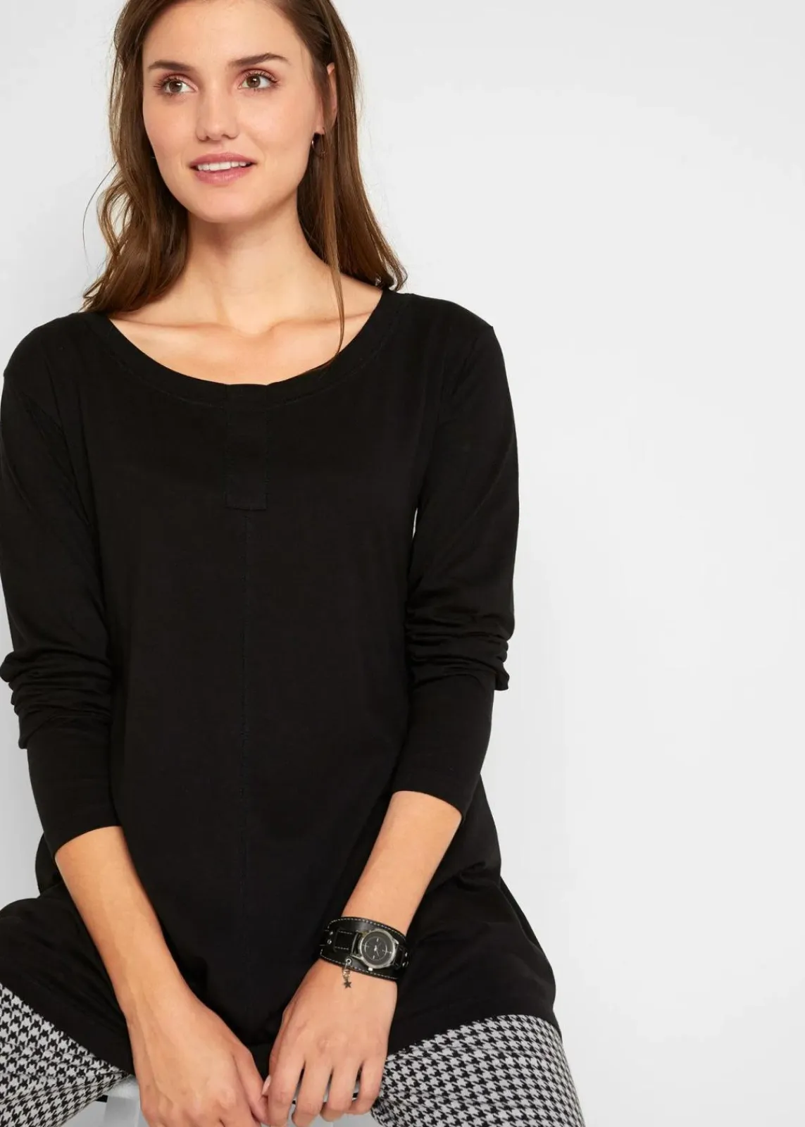 bonprix Shirts & Tops^Langarmshirt aus Baumwoll-Viskose-Mix schwarz