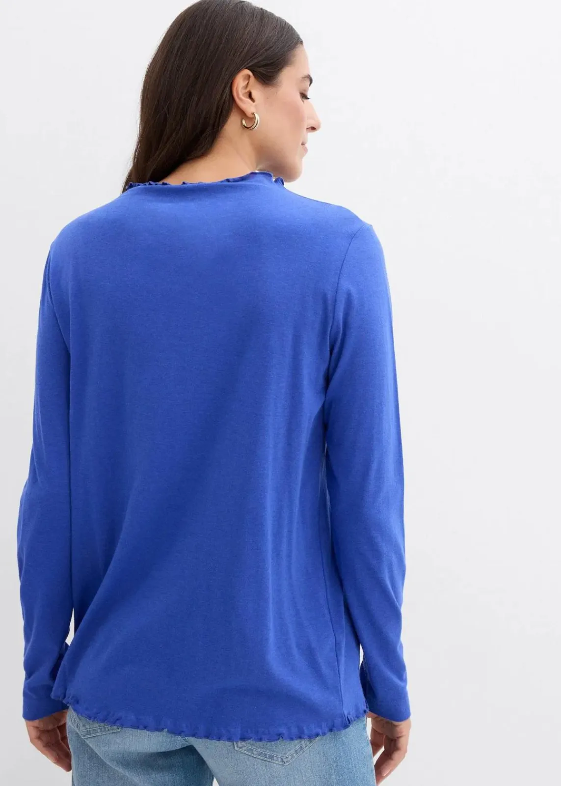 bonprix Nachhaltigere Materialien|Shirts & Tops^Langarmshirt aus Baumwollmix edelsteinblau