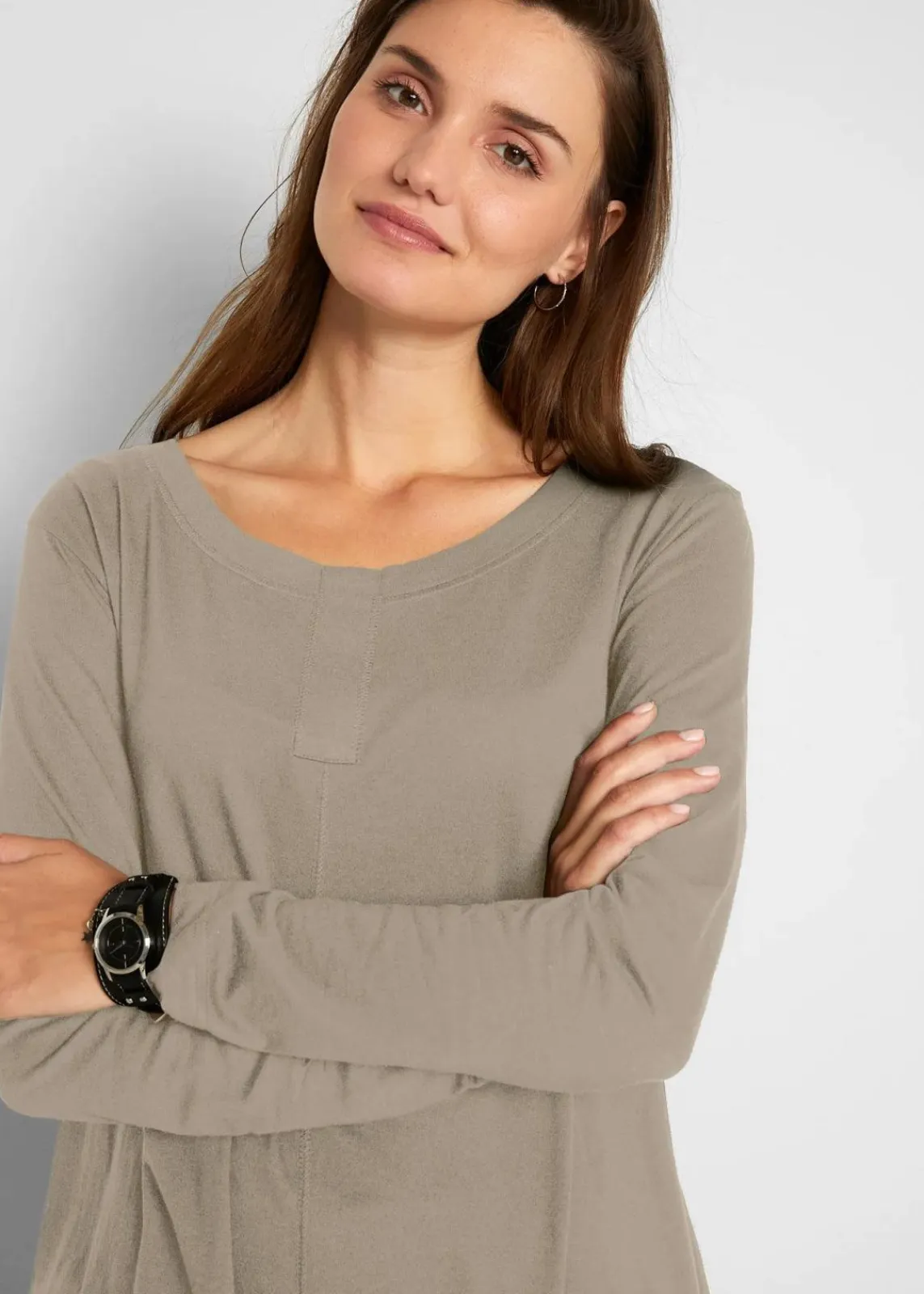 bonprix Shirts & Tops^Langarmshirt aus Baumwoll-Viskose-Mix new khaki