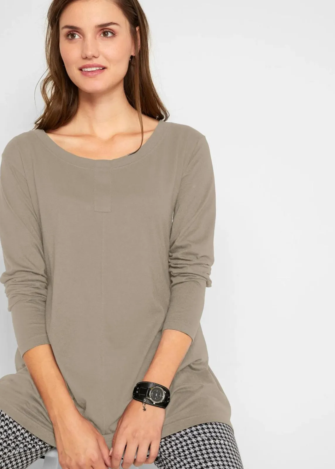 bonprix Shirts & Tops^Langarmshirt aus Baumwoll-Viskose-Mix new khaki