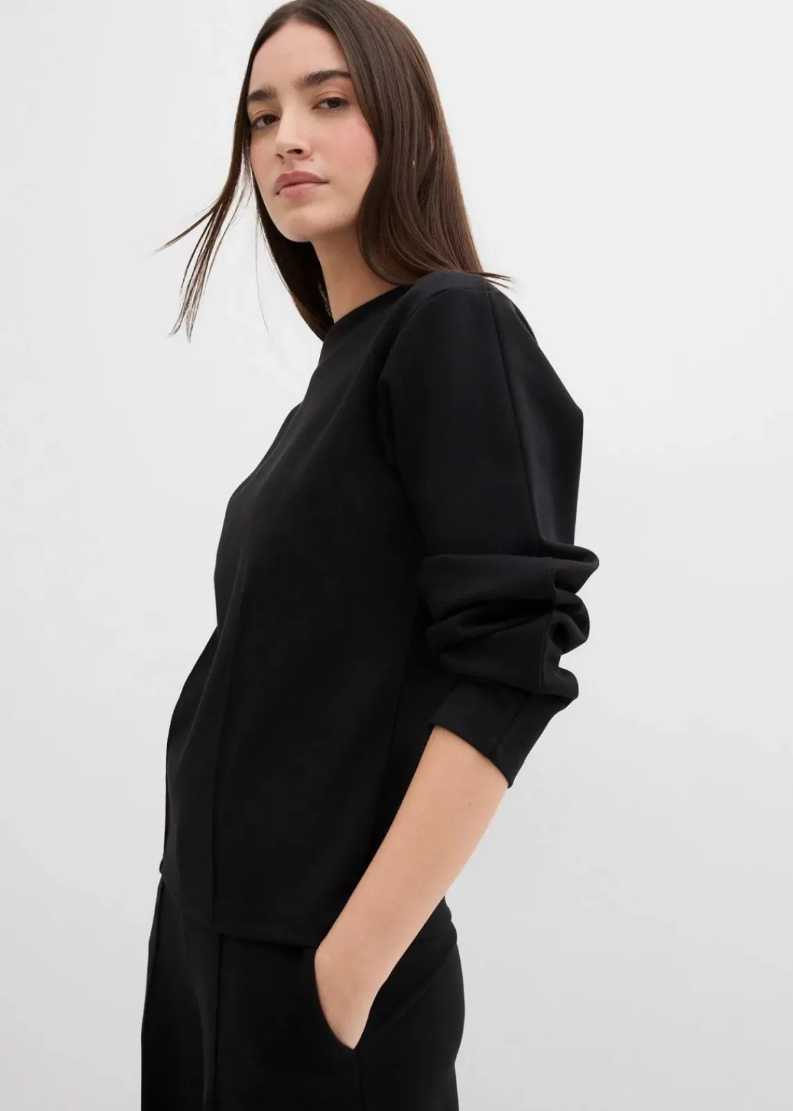 bonprix Shirts & Tops^Langarmshirt aus Punto di Roma schwarz