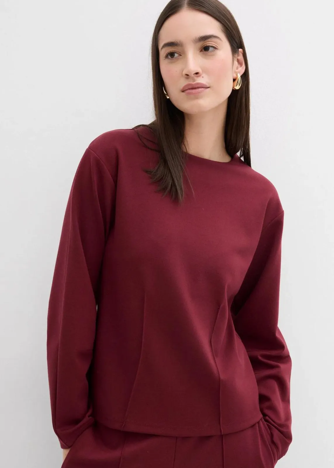 bonprix Shirts & Tops^Langarmshirt aus Punto di Roma ahornrot