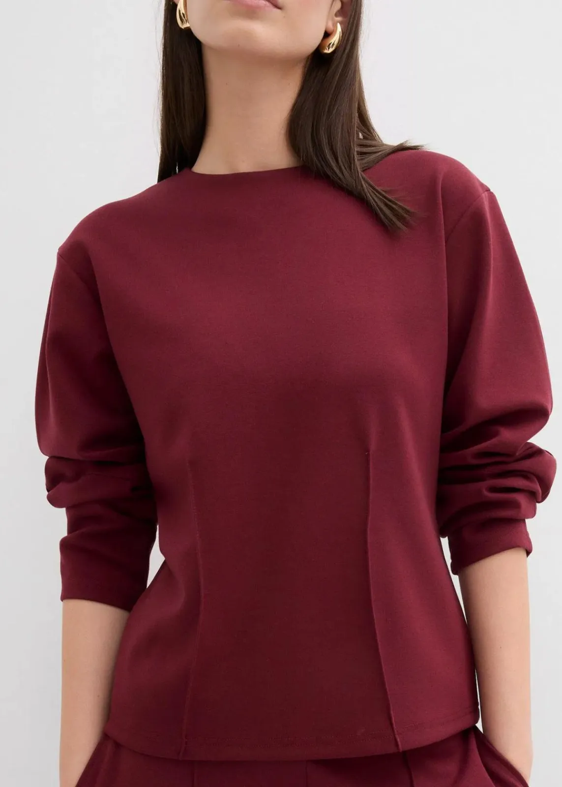 bonprix Shirts & Tops^Langarmshirt aus Punto di Roma ahornrot