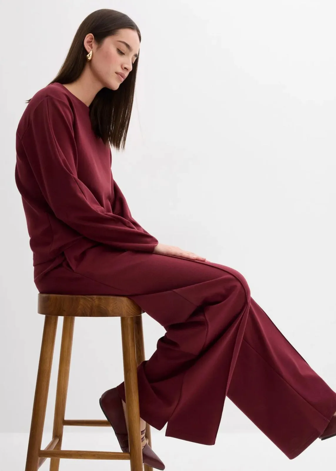 bonprix Shirts & Tops^Langarmshirt aus Punto di Roma ahornrot