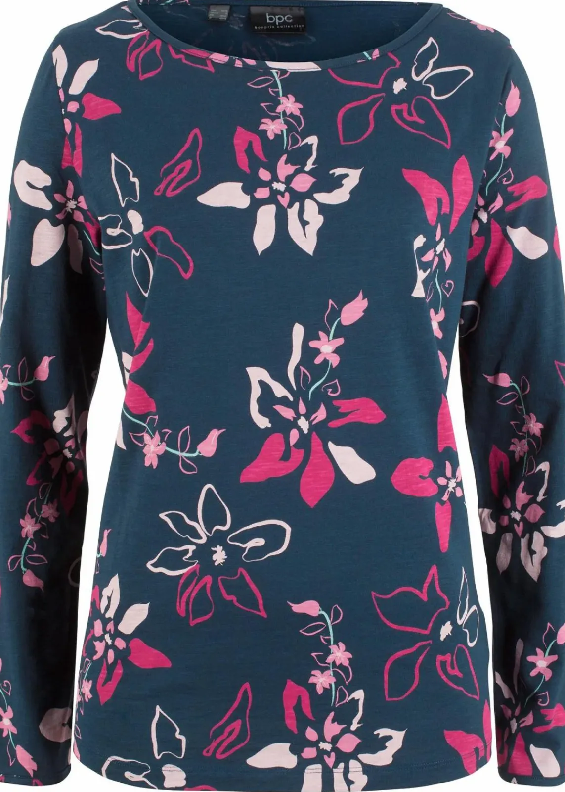 bonprix Shirts & Tops^Langarmshirt aus reiner Baumwolle dunkelblau geblümt