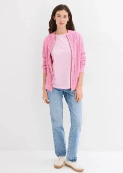 bonprix Shirts & Tops^Langarmshirt aus reiner Baumwolle blütenpink/weiß gestreift