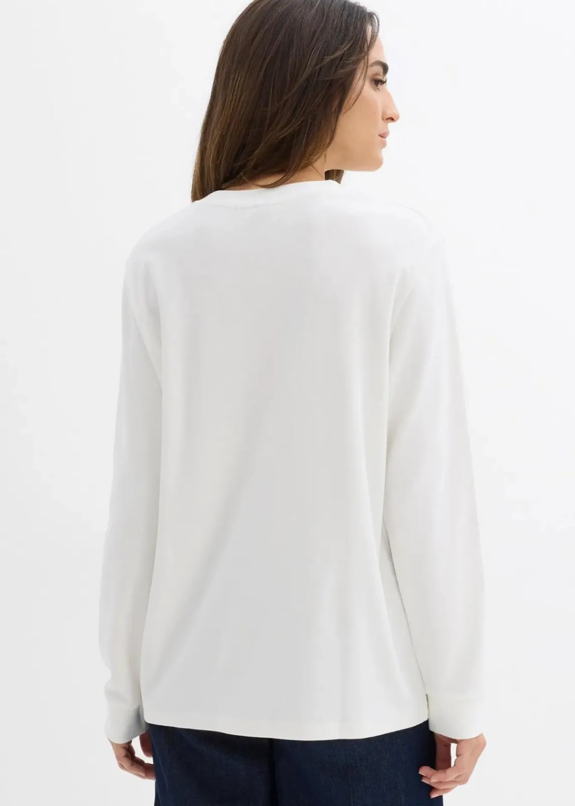 bonprix Shirts & Tops|Basics^Langarmshirt aus reiner Bio-Baumwolle wollweiß