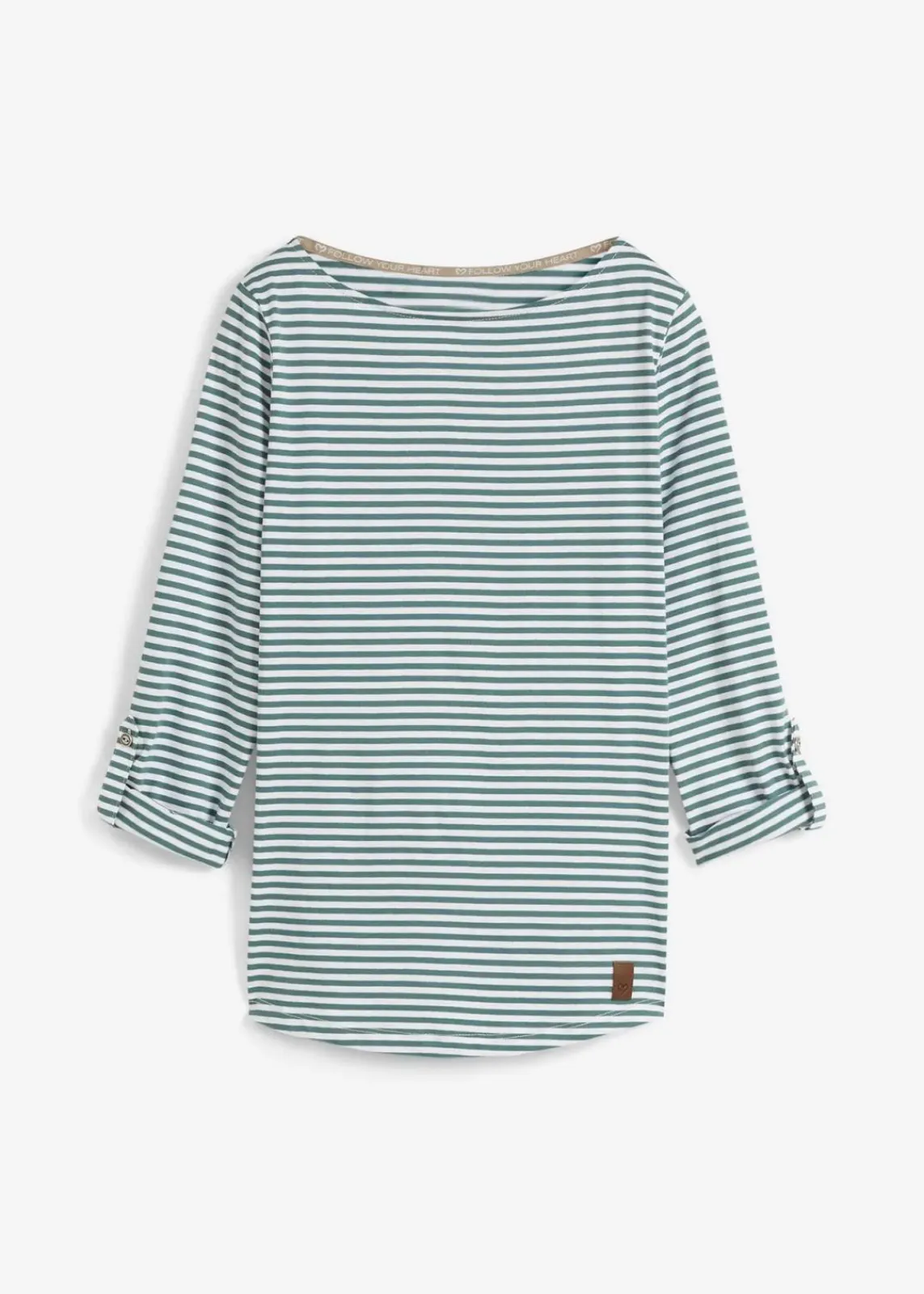 bonprix Shirts & Tops^Langarmshirt aus reiner Baumwolle pfeffergrün / weiss gestreift