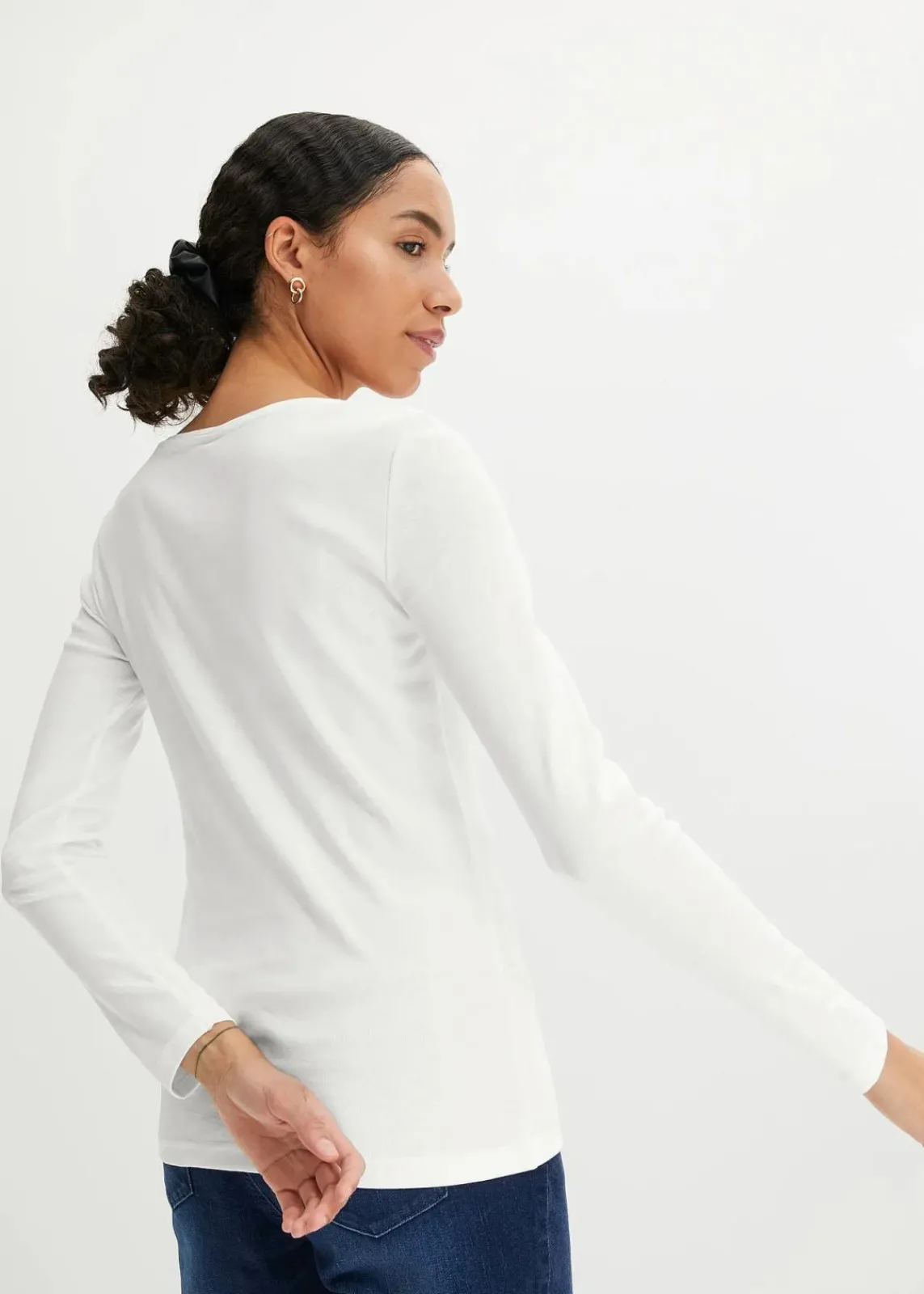 bonprix Shirts & Tops|Basics^Langarmshirt aus reiner Bio-Baumwolle wollweiß