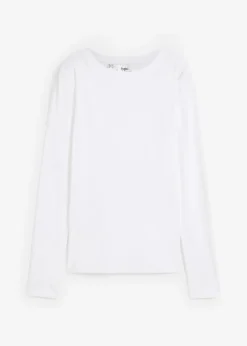 bonprix Shirts & Tops|Basics^Langarmshirt aus reiner Bio-Baumwolle weiß