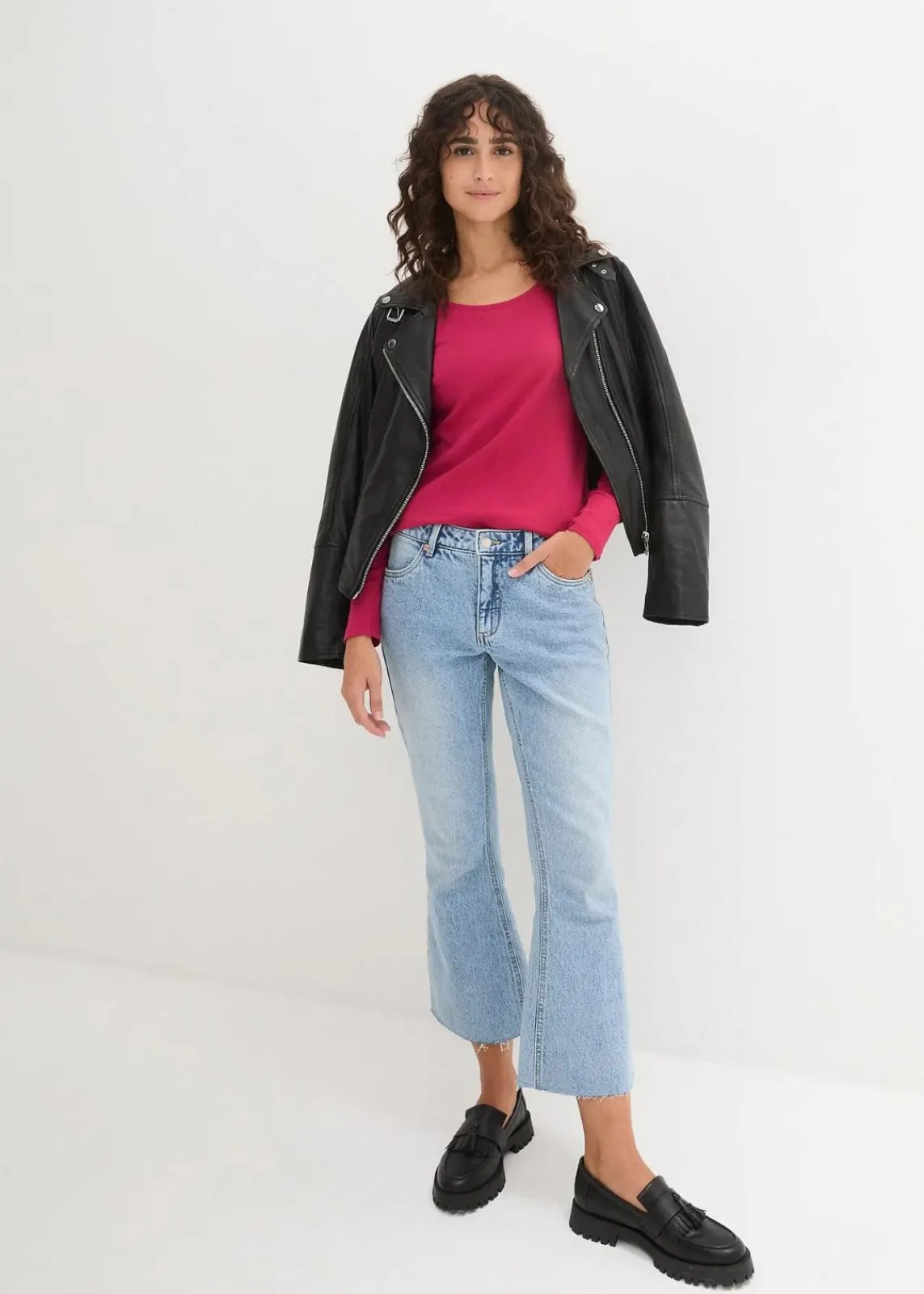 bonprix Shirts & Tops|Basics^Langarmshirt aus reiner Bio-Baumwolle beerenrot
