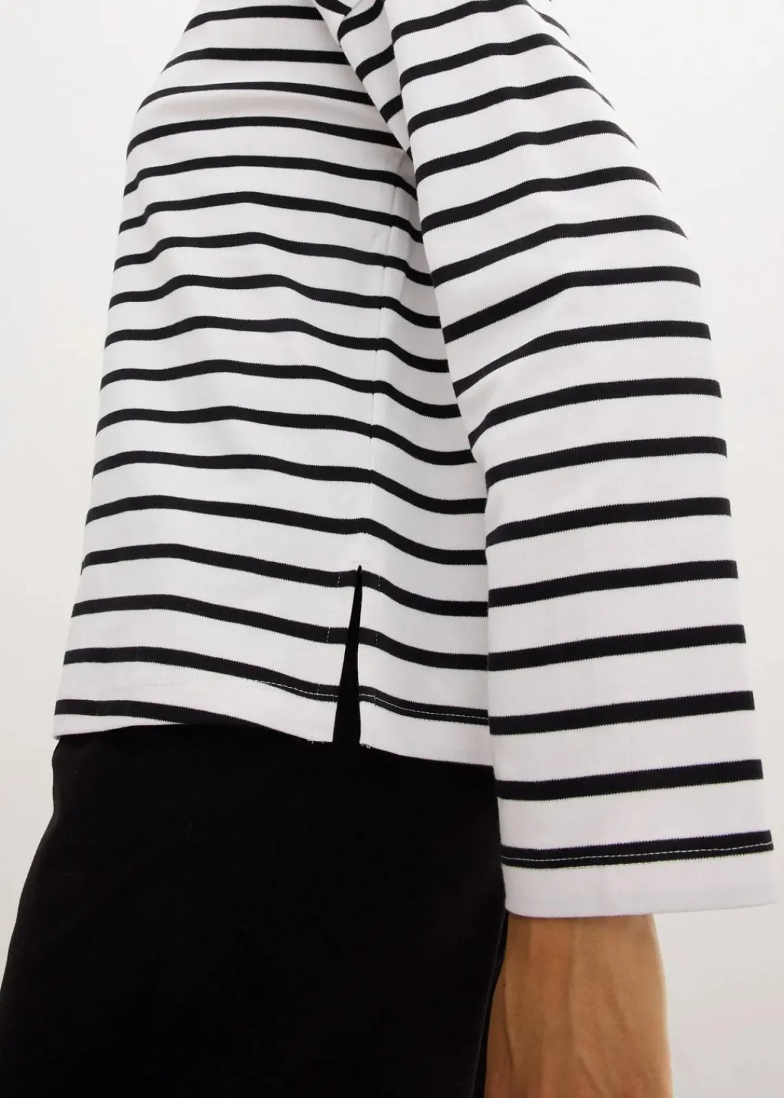 bonprix Shirts & Tops|Basics^Langarmshirt aus reiner Bio-Baumwolle, (2er Pack) weiß/schwarz gestreift + schwarz/weiß gestreift