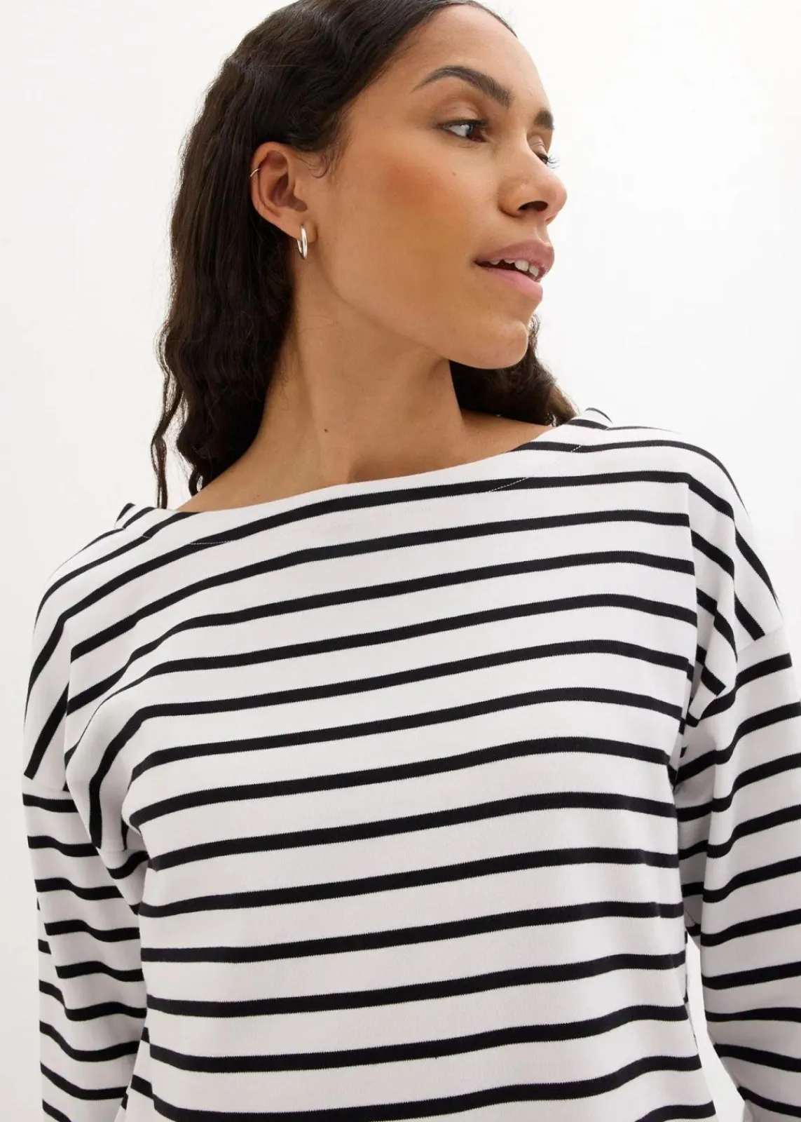 bonprix Shirts & Tops|Basics^Langarmshirt aus reiner Bio-Baumwolle, (2er Pack) weiß/schwarz gestreift + schwarz/weiß gestreift
