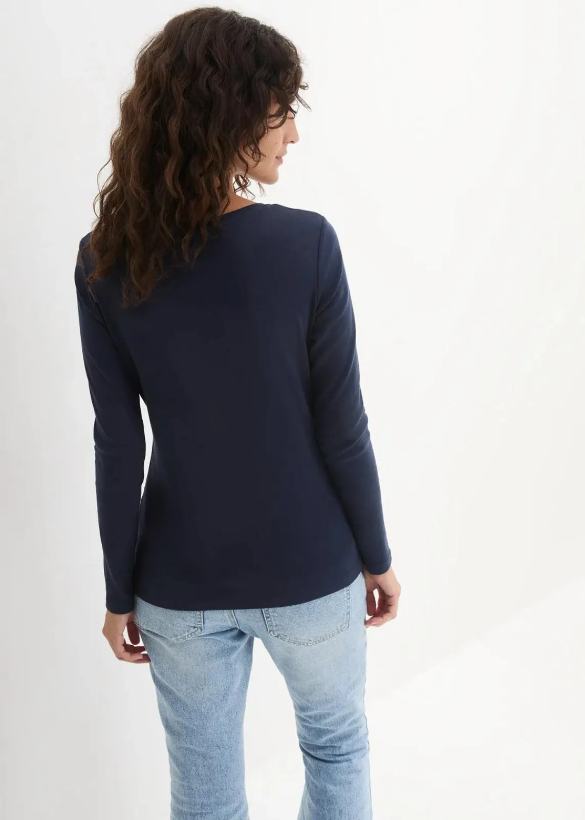 bonprix Shirts & Tops|Basics^Langarmshirt aus reiner Bio-Baumwolle dunkelblau