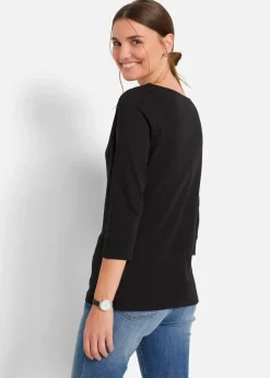 bonprix Bekleidung·Röcke|Basics^Langarmshirt aus reiner Bio-Baumwolle schwarz
