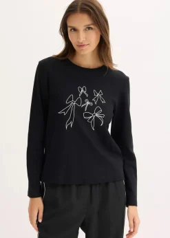 bonprix Shirts & Tops|Nachhaltigere Materialien^Langarmshirt aus reiner Bio-Baumwolle schwarz