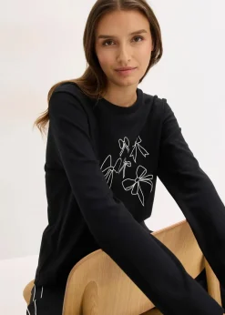 bonprix Shirts & Tops|Nachhaltigere Materialien^Langarmshirt aus reiner Bio-Baumwolle schwarz