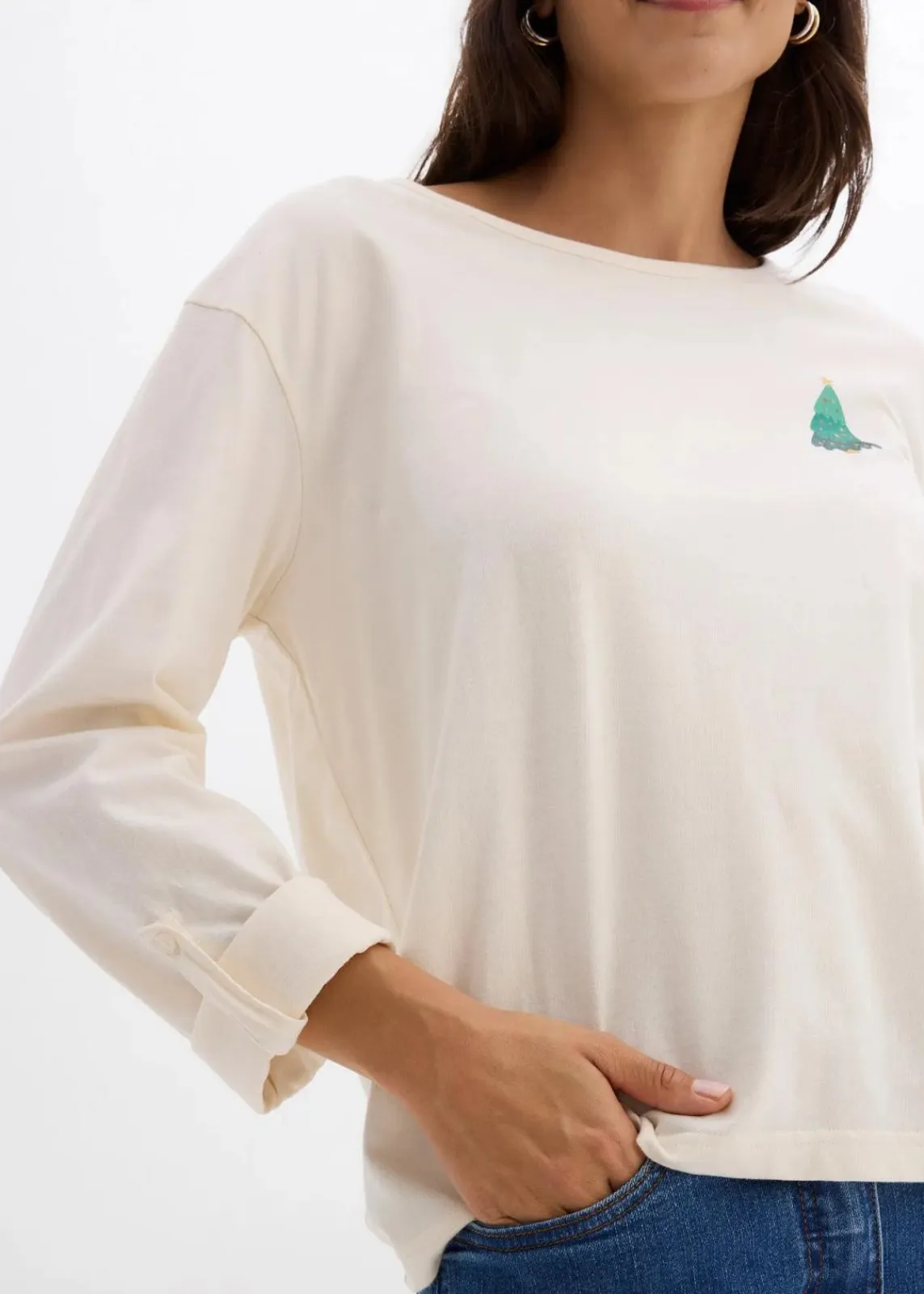 bonprix Shirts & Tops|Nachhaltigere Materialien^Langarmshirt aus reiner Bio-Baumwolle naturbeige