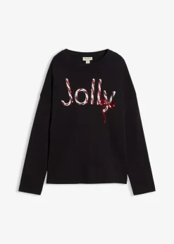 bonprix Shirts & Tops|Nachhaltigere Materialien^Langarmshirt aus reiner Bio-Baumwolle schwarz