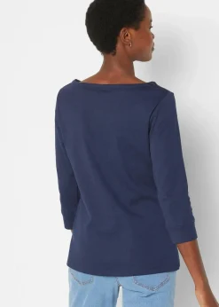 bonprix Shirts & Tops|Basics^Langarmshirt aus reiner Bio-Baumwolle dunkelblau
