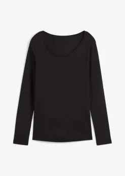 bonprix Bekleidung·Röcke|Nachhaltigere Materialien^Langarmshirt aus reiner Bio-Baumwolle schwarz