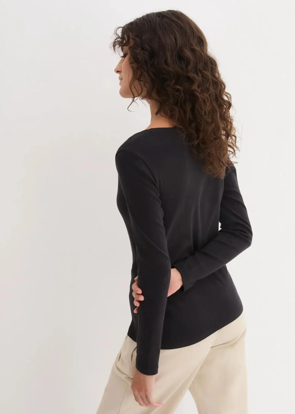 bonprix Bekleidung·Röcke|Nachhaltigere Materialien^Langarmshirt aus reiner Bio-Baumwolle schwarz