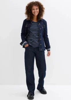 bonprix Shirts & Tops|Nachhaltigere Materialien^Langarmshirt aus reiner Bio-Baumwolle dunkelblau/wollweiß gestreift
