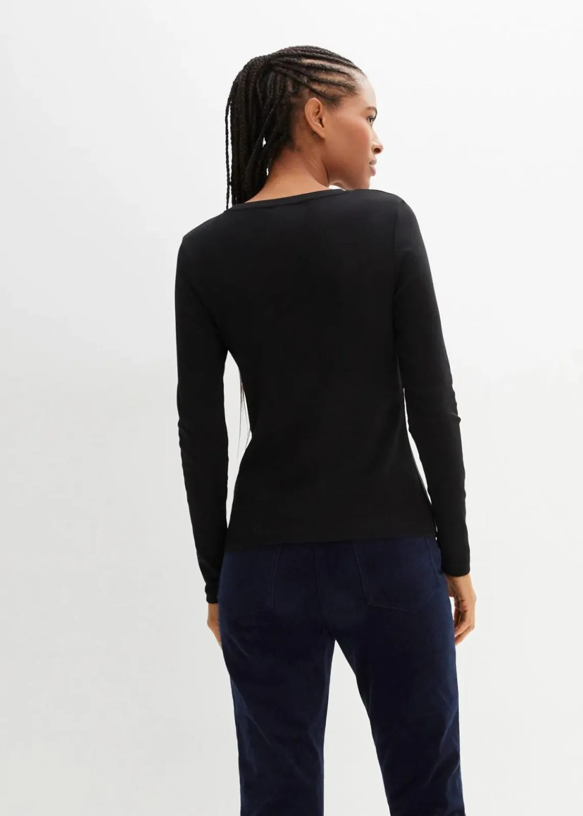 bonprix Shirts & Tops|Basics^Langarmshirt aus reiner Bio-Baumwolle schwarz